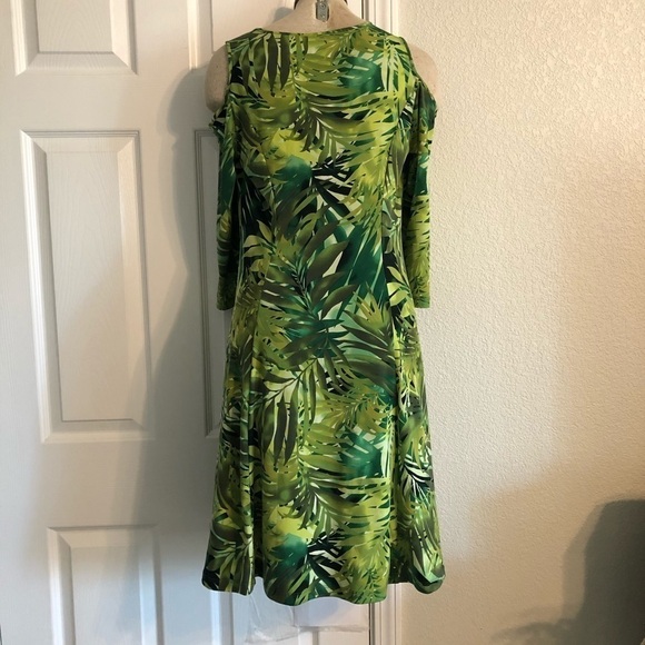 Susan Graver Liquid Knit 3/4 Cold Shoulder Dress - Picture 6 of 9